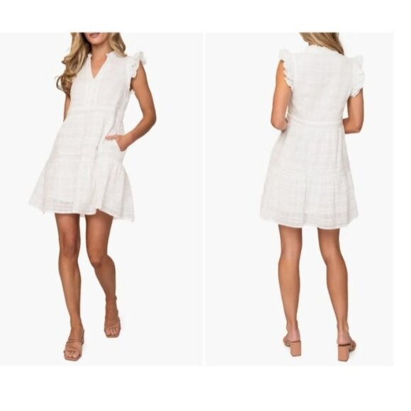 Gibsonlook Dresses & Skirts - Gibsonlook Decked Out Cotton Seersucker Sundress, White, Sz. M